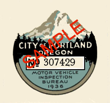 Modal Additional Images for 1936 Oregon INSPECTION Sticker Portland